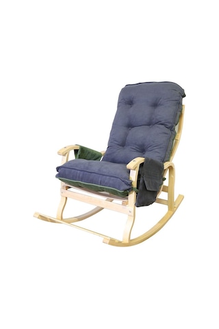 Enda Home Mosso Çift Minderli Ahşap Sallanan Sandalye Tv Baba Koltuğu Dinlenme Koltuğu Yeşil - Füme