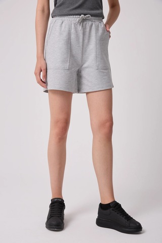 Defys Kadın Beli Lastikli Cepli Regular Fit Şort Gri Melanj - 695327103 Gri Melanj