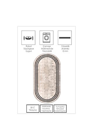West Home Makinede Yıkanabilir Kaymaz Taban Leke Tutmaz Oval Modern Yolluk Ev Dekorasyonu İçin Bej Kesme Yolluk Wh413 Beige Oval Yolluk