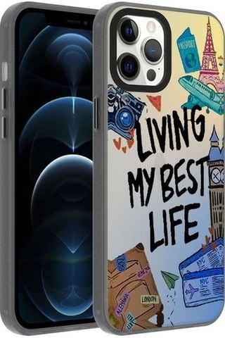 Apple Uyumlu iPhone 12 Pro Max Kılıf Desenli Zore Dragon Sert Kapak Seyahat