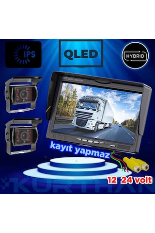 7 İnç Ips Qled Monitör Ve 2 Adet Metal Kasa Kamera 12 24 Volt