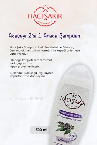 Hacı Şakir Nar 2si 1 Arada Şampuan 500 Ml, Adaçayı Şampuan 500 Ml Ve Rosıe