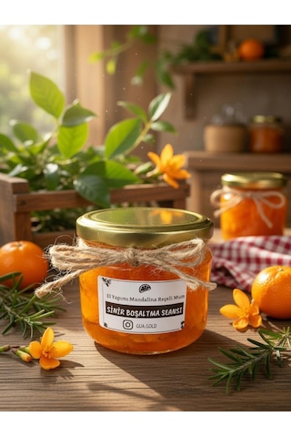 Mum Mandalina Esanslı Kavanoz Soya Wax Mum Turuncu