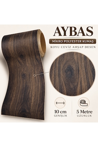 Aybas 10 Cm X 5 Metre Koyu Ceviz Ahşap Desenli Kumaş Yapışkan Bant Mobilya Kaplama Ve Tamir Şeridi 10 Cm X 5 Metre - Koyu Ceviz