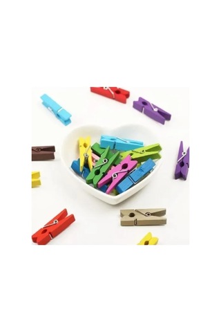 100lü Renkli Ahşap Mandal Seti 2.5 Cm Çok Renkli