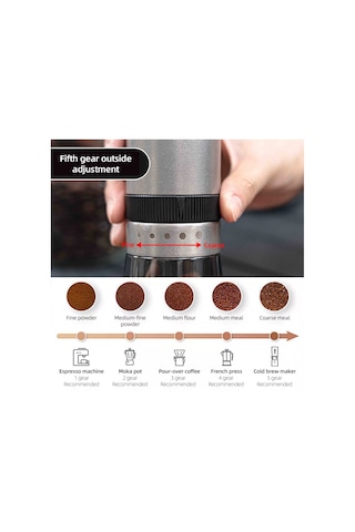 Manuel Kahve Çekirdeği Öğütücü Cnc Paslanmaz Çelik Gümüş Gümüş