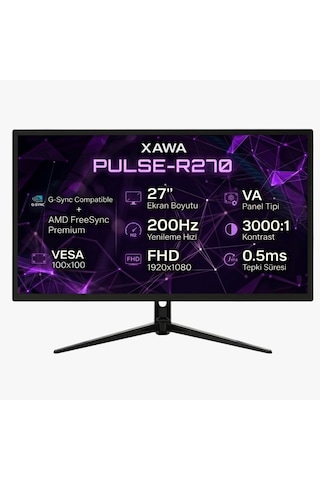 Xawa 27" Pulse-r270 200hz 0.5ms Dp+hdmı Gsync/freesync Fhd Va Oyuncu Monitör