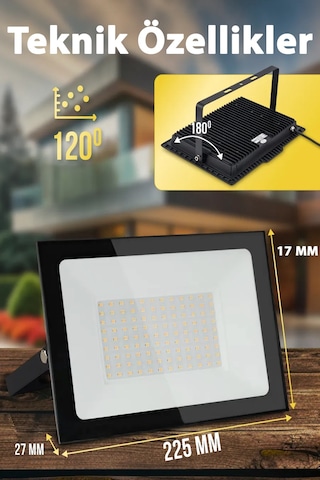 Led Projektör 100 W Gün Işığı İp 66 Su-toz Geçirmez 7200 Lm Smd Led Yüksek Işık 1 Adet