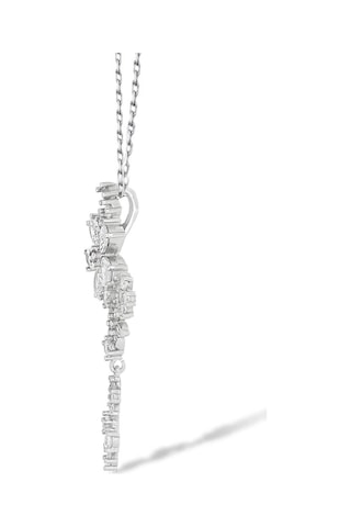 Brezza Lusso Jewelry Işıltılı Pırlanta Model Çiçek Demeti Kadın Gümüş Kolye 45 CM 45 CM