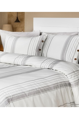 Cotton Collection Tek Kişilik Çizgili Nevresim Seti Mistray Renkli