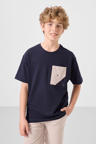 Lacivert-taş Pamuklu Oversize Fit Dokuma Hafif Esnek Chino Erkek Çocuk Şort Takım - 11278 Lacivert