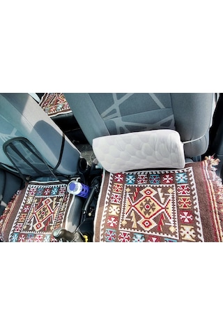 Pratik Oto Koltuk Kilim Seti 3 Parça Makine Dokuma Akrilik & Polyester Saçaklı - Kahverengi