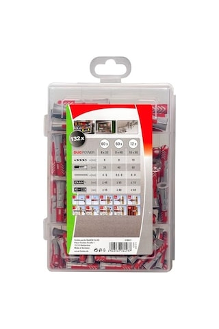 Profı-box Duopower, 132 Dübelli Dübel Kutusu 60 Adet 6 X 30, 60 Adet 8 X 40, 12 Adet 10 X 50 , Evrensel Dübel, Pratik Set, Amatör Ve Profesyoneller İçin Dübel Kutusu, Vidasız