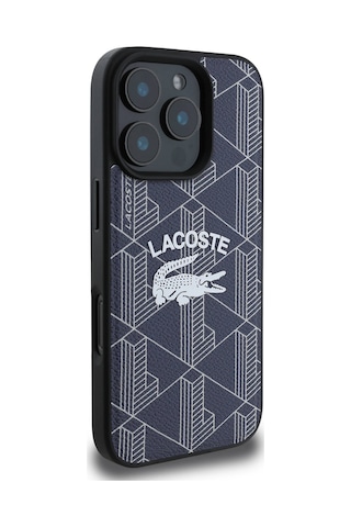 Apple iPhone 16 Pro Max Uyumlu Kılıf Lacoste  Lisanslı Magsafe Özellikli Mono Vintage Logo Lacivert