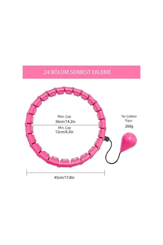 Direnç & Egzersiz Lastiği Pembe Hula Hoop Çember 24'lü Hulahoop, Egzersiz Çemberi,