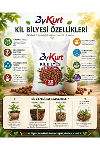 Kil Bilyesi 20 Litre 8-16 Mm Saksı Bitkileri, Bahçe Peyzajı Ve Hidroponik Kullanım İçin 20 L