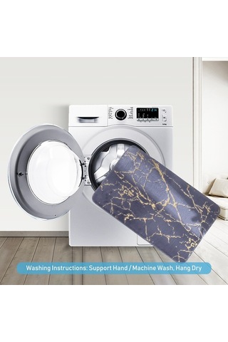 Fortunelane Siyah Mermer Desenli Yumuşak Tavşan Kürkü Banyo Halısı - Su Absorban, Kaymaz Altlı, Makine Yıkama Uygun, 40x60 Cm Siyah