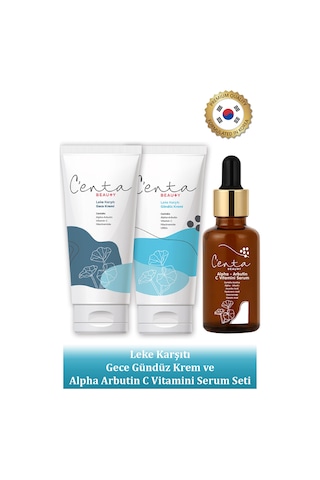 C'enta Beauty Leke Karşıtı Gece Bakım Kremi 50 ML + Gündüz Kremi 50 ML + Vitamin C Serum 30 ML