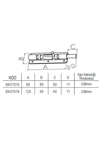 Beşel No:16 Demir Doğrama Sürgüleri 85x39 Mm 12 Adet