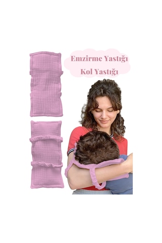 Pamuk Muslin Bebek Emzirme Yastığı Ter Emici Kol Yastığı Gülkurusu