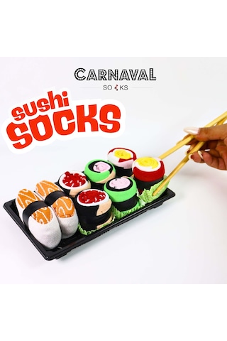Carnaval Socks Carnaval Unisex Hediye Sushi Kutusu Çorap Seti - Sushi Desenli Pamuk Çorap - Sushi Socks Box 2000386