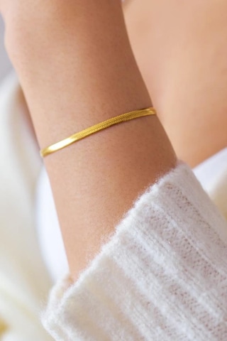 Kadın 316 L Kararmaz Ve Paslanmaz Çelik Anti Alerjenik Gold Renk İtalyan Zincir Bileklik - Sarı