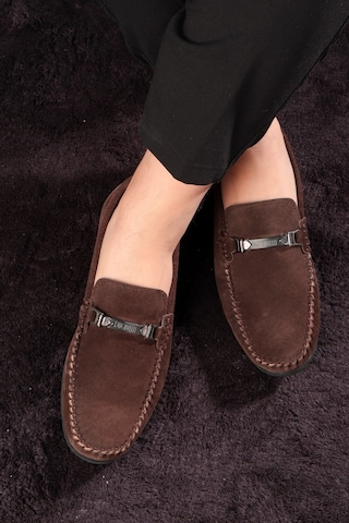Halb Hakiki Deri Erkek Günlük Ayakkabı, Loafer Ayakkabı, Hafif Ayakkabı, Tokalı Loafer, Süet Loafer