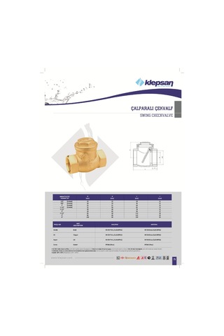 Çalparalı Çekvalf 1 1/4'' Dn32 Pn16 Klepsan Sarı Metal