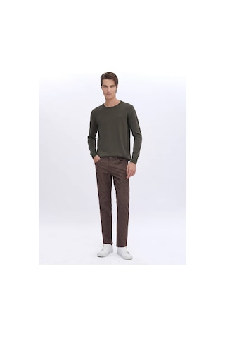 Kip Kahverengi Dokuma Slim Fit Casual Pamuk Karışımlı Pantolon Kahverengi