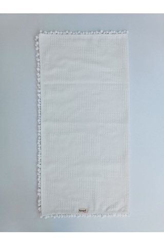 S.kahve Kız Erkek Bebek Battaniyesi Pike %100 Pamuklu Doğal Organik Uyku Çift Taraflı Örtü 86x86cm Btn10248 Ekru