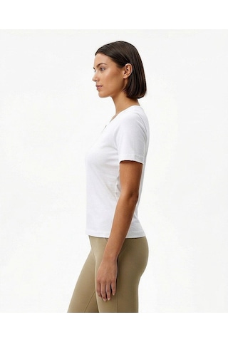 Normal People Irıs - Likralı Organik Pamuk Kumaştan Slimfit Kadın T-shirt Beyaz