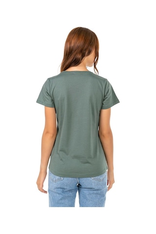 Vıshenka Kadın Yeşil Compact Penye Collece Yazı Baskılı T-Shirt Yeşil