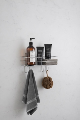 Krom Yapışkanlı Şampuanlık 30 Cm Askılı Banyo Duş Rafı Organizer Tşk-01 Krom