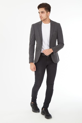 Sposo 5134 Dar Kalıp Örme Kumaş Siyah Erkek Blazer Ceket Siyah