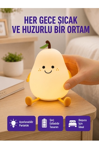 Usb Şarjlı Armut Gece Lambası Dokunmatik Renk Değişimli Çok Renkli 72798680