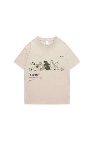Noıssey Rubbing Bath Cats Bej T-shirt Et1822