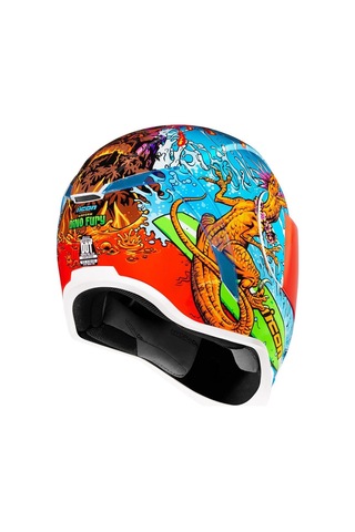 Icon Airform Dino Fury Mıps Kapalı Motosiklet Kaskı Mavi Yeşil Turuncu Mavi - Yeşil