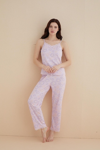 Pemilo Kadın 80115-51 İp Askılı Pijama Takımı Pembe