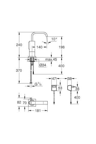 Grohe 36095000 Elektrikli Çift Su Girişli Fotoselli Lavabo Bataryası