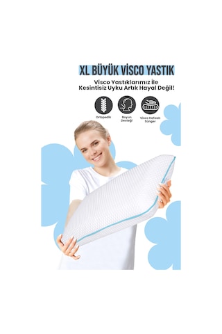 Viscofoam Xl Büyük Lüks Boyun Destekli Ortopedik Yastık Visco Yastık - 70x40x12cm