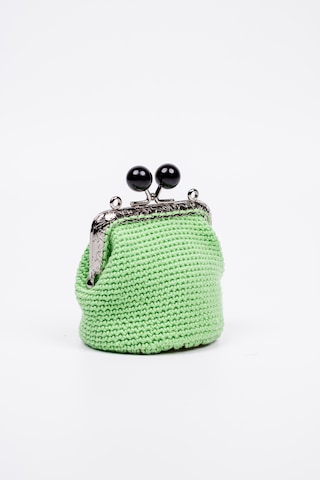 Fabric Craft Bag Bozuk Para Cüzdanı Merserize İplik Klipsli Örgü Açık Yeşil