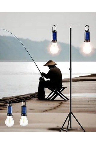 2 Lambalı Şarjlı Led Solar Işıldak, Su Geçirmez Tasarım Açık Lacivert