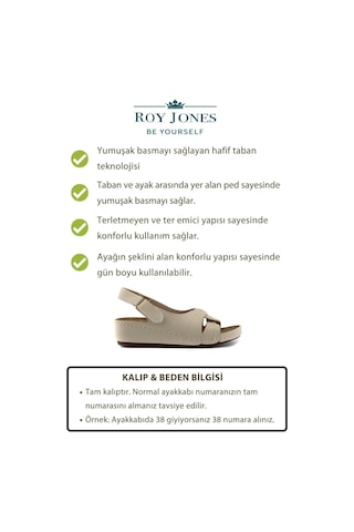 Roy Jones 1817 Ortopedik Cırtlı Topuklu Plaj Kadın Sandalet 167800000339 14 Bej Bej
