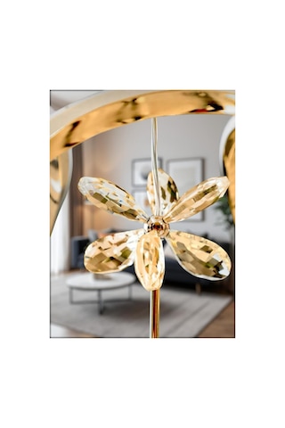 Damla Tek Toplu Taçlı Ledli Gold 3 Renk Ledli - Led Avize Aydınlatma Altın