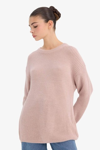 Defacto Regular Fit Bisiklet Yaka Selanik Kumaş Triko Kazak H6905az25wnpn402 Pembe-pn402