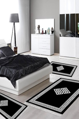 Eko Trend Djt Yıkanabilir Kaymaz Taban 3 Lü Yatak Odası Takımı 656m Modern Siyah