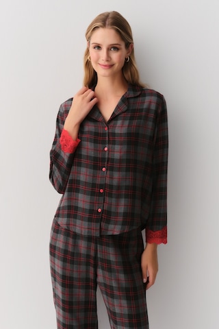 Suwen Feel Maskülen Pijama Takımı Sh26125660b1360 Gri Melanj Ekoseli