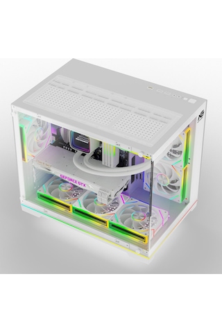Orion Neon 6x Argb Fan Kumanda Ve Kontrolcü Micro Atx Boş Bilgisayar Kasası Beyaz
