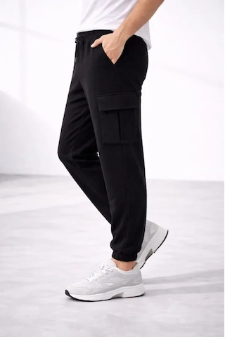 Vexor Erkek Jogger Eşofman Altı Regular Fit , Kargo Cepli, Lastikli Paça, Günlük Spor Pantolon - Siy Siyah
