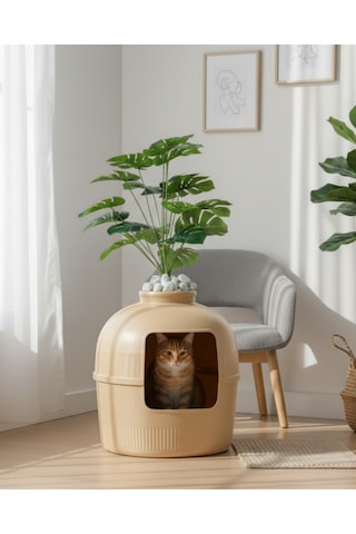 Reyo Dekorapet Dekoratif Kedi Tuvaleti Latte